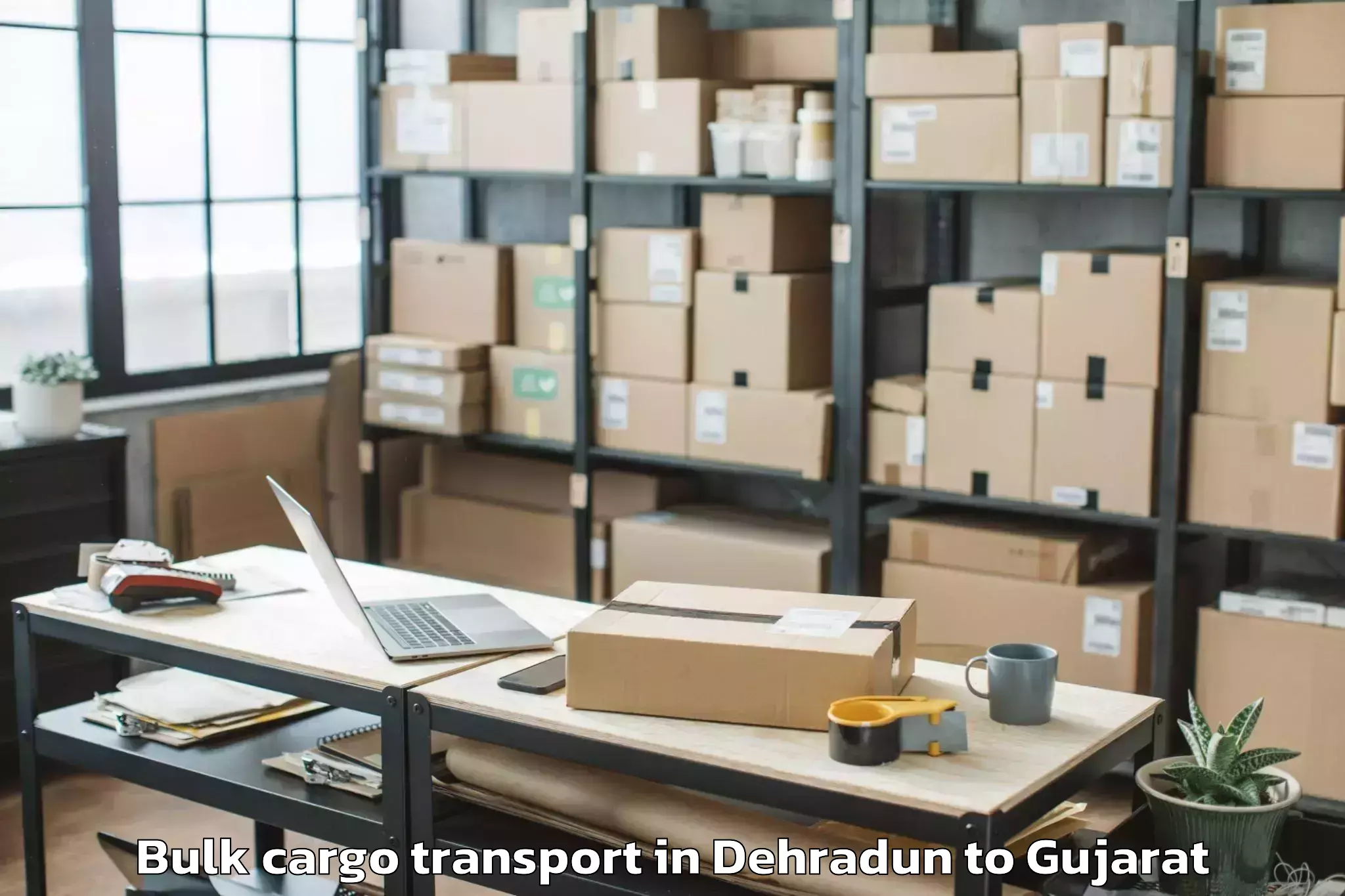 Top Dehradun to Jamkandorna Bulk Cargo Transport Available